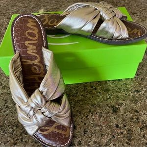 Sam Edelman Gold Leather Slide Sandals 9.5M